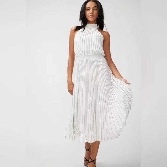 White House Black Market Dresses Nwt Whbm Pleated Midi Halter